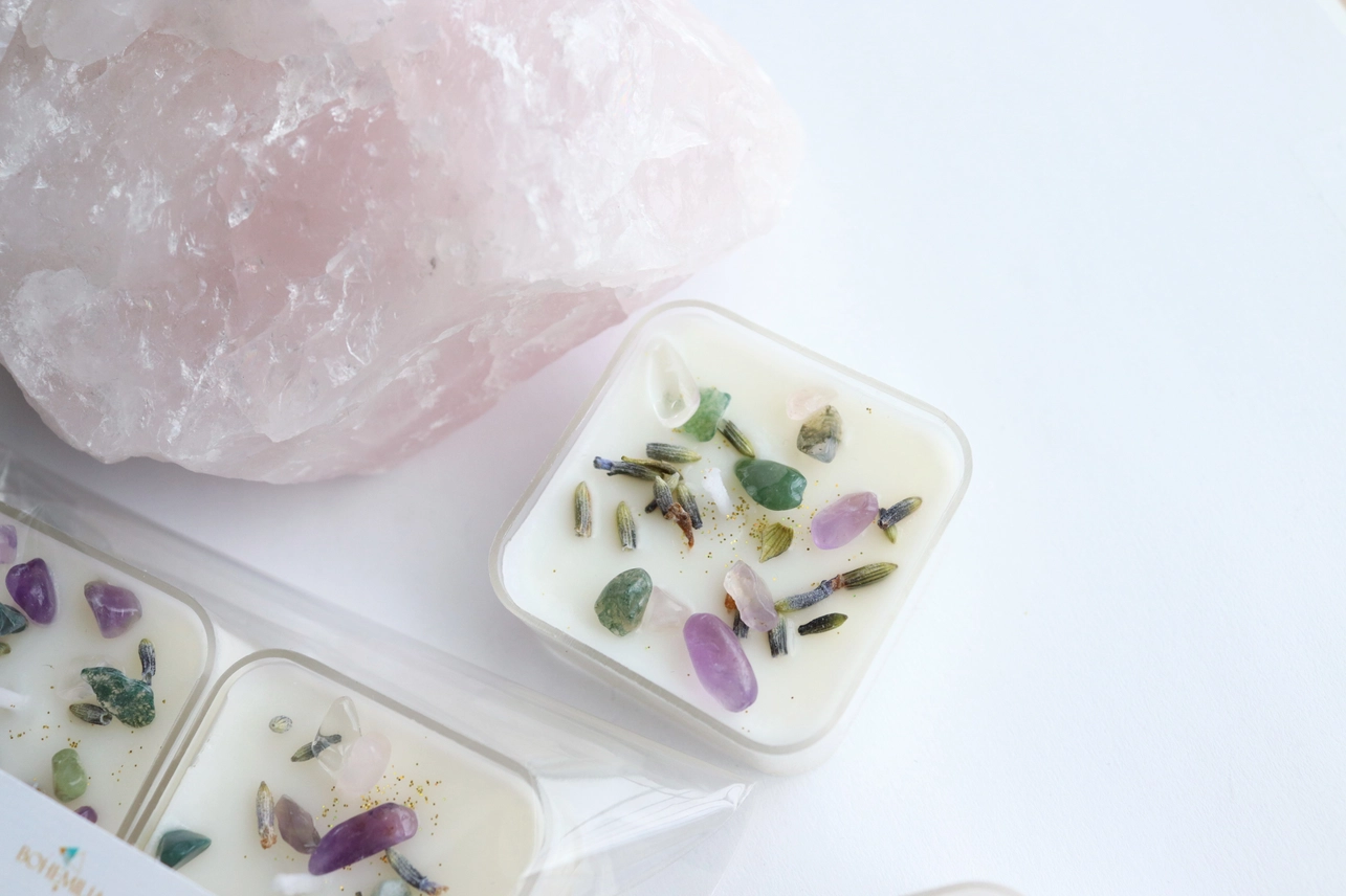 Candela in cristallo, candela in cristallo, eucalipto e lavanda