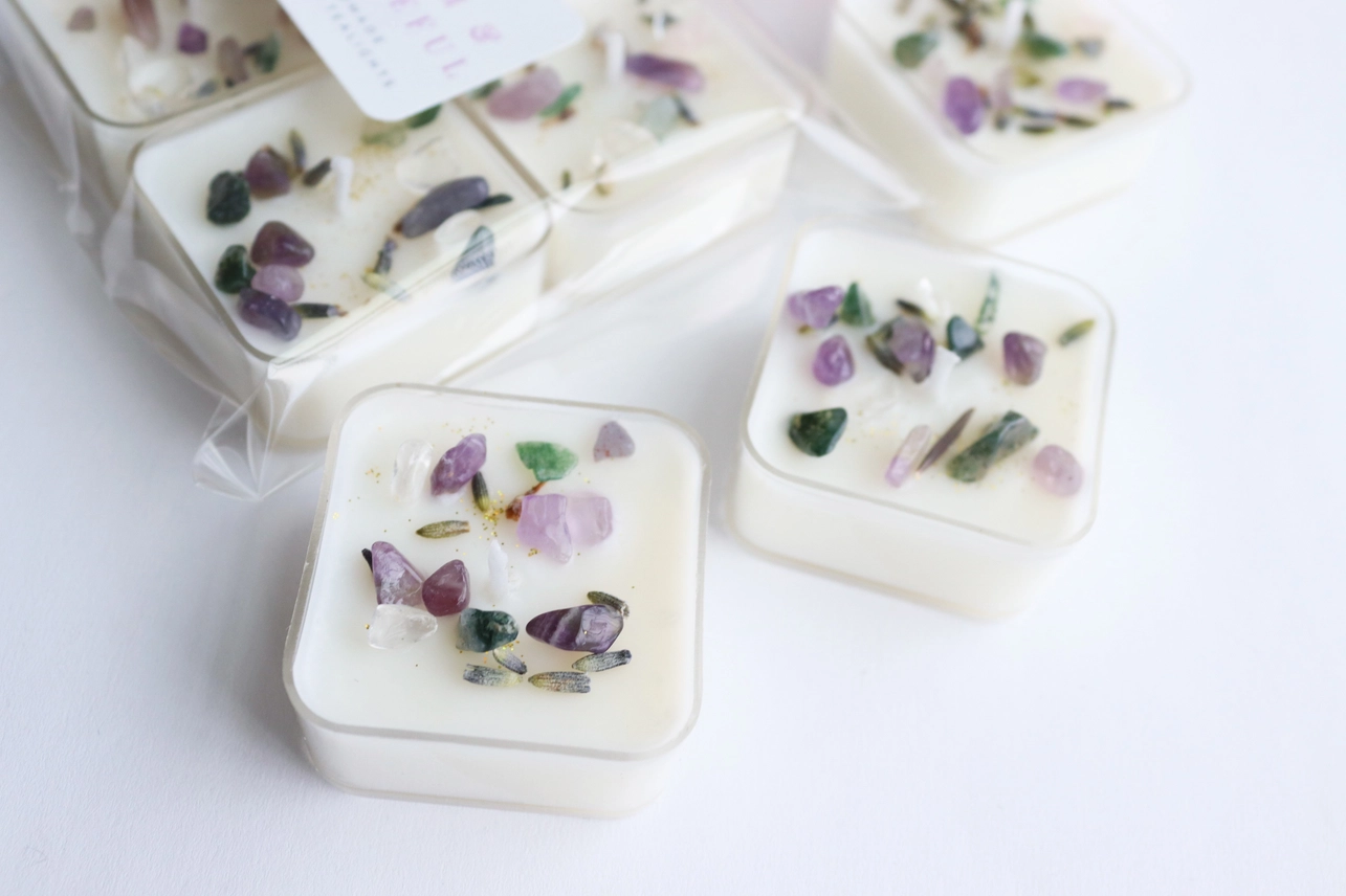 Candela in cristallo, candela in cristallo, eucalipto e lavanda