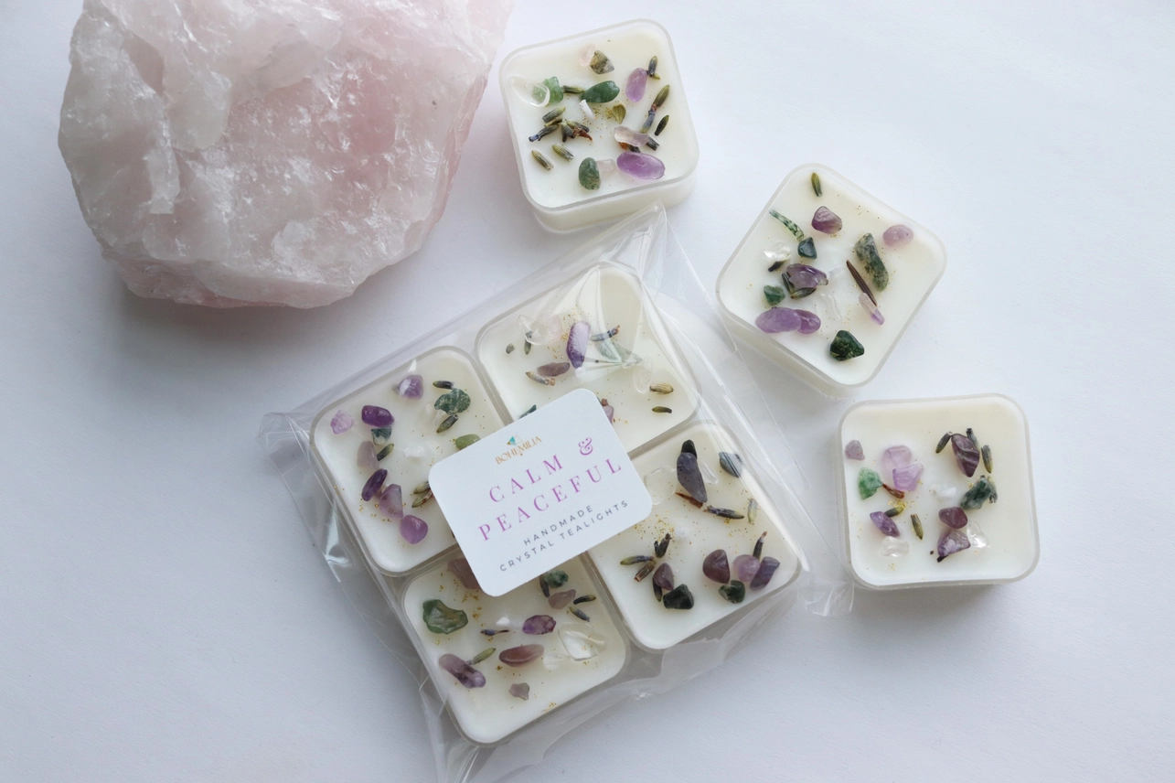 Candela in cristallo, candela in cristallo, eucalipto e lavanda